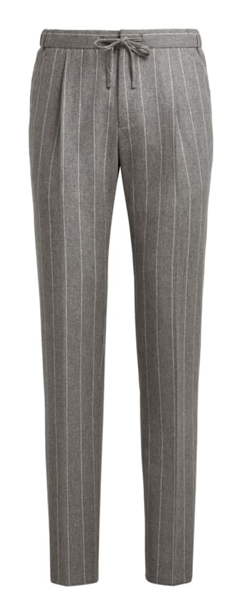 SUITSUPPLY  Light Grey Striped Ames Trousers