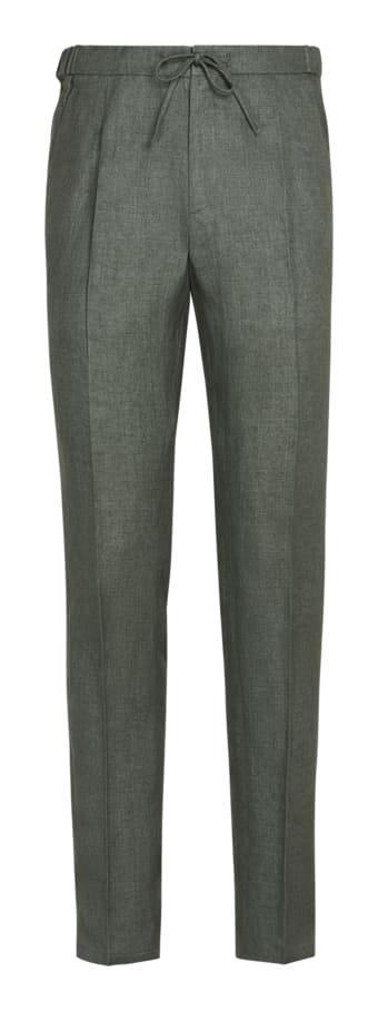 SUITSUPPLY  Mid Green Drawstring Ames Trousers