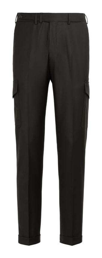 SUITSUPPLY  Dark Brown Wide Leg Tapered Trousers