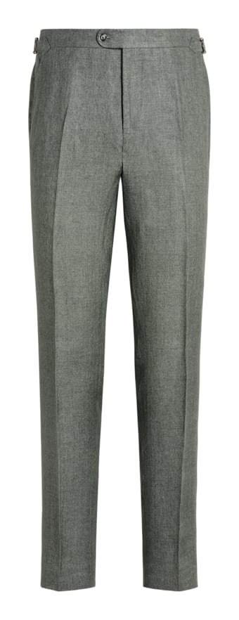 SUITSUPPLY  Mid Green Slim Leg Straight Trousers