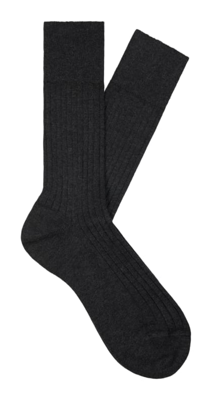 SUITSUPPLY  Dark Grey Ribbed Regular Socks