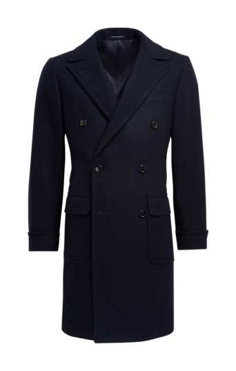 Navy Herringbone Polo Coat in Wool Cashmere | SUITSUPPLY United Kingdom