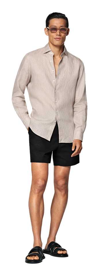 SUITSUPPLY  Taupe Linen Shirt