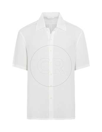SUITSUPPLY  Off-White Viscose Linen Short Sleeve Shirt