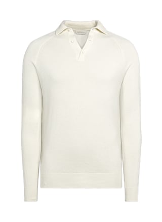 Off-White Long Sleeve Polo Shirt in Australian Wool & Mongolian ...