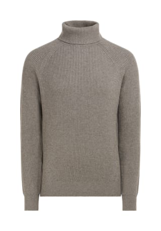 SUITSUPPLY  Taupe Ribbed Turtleneck
