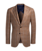 SUITSUPPLY  Light Brown Checked Tailored Fit Tuxedo Jacket