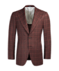SUITSUPPLY  Dark Red Checked Tailored Fit Havana Blazer