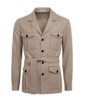 SUITSUPPLY  Light Brown Houndstooth Relaxed Fit Safari Jacket