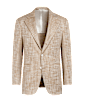 SUITSUPPLY  Light Brown Herringbone Relaxed Fit Roma Blazer