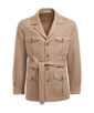 SUITSUPPLY  Mid Brown Herringbone Belted Safari Jacket