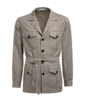 SUITSUPPLY  Taupe Houndstooth Relaxed Fit Safari Jacket