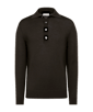 SUITSUPPLY  Dark Brown Merino Long Sleeve Polo