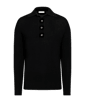 SUITSUPPLY  Black Ribbed Merino Long Sleeve Polo
