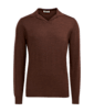SUITSUPPLY  Polo-Shirt braun mit Langarm und Camp-Kragen