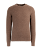 SUITSUPPLY  Rundhals-Pullover taupe in Ripp-Strick