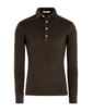 SUITSUPPLY  Frottee-Poloshirt dunkelbraun Langarm
