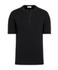 SUITSUPPLY  Dark Grey Ribbed Short Sleeve Henley