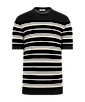 SUITSUPPLY  Black Striped Jacquard Short Sleeve Crewneck