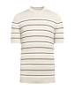 SUITSUPPLY  Sand Striped Jacquard Short Sleeve Crewneck