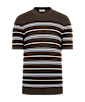 SUITSUPPLY  Mid Brown Striped Jacquard Short Sleeve Crewneck