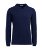SUITSUPPLY  Jort Polo-Shirt blau mit Langarm und Camp-Kragen