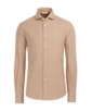 SUITSUPPLY  Ljusbrun fiskbensmönstrad skjorta med smal passform