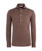 SUITSUPPLY  Camisa jersey marrón con media tapeta corte Extra Slim