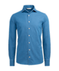 SUITSUPPLY  Camicia blu in twill vestibilità extra slim