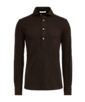 SUITSUPPLY  Brown Piqué Extra Slim Fit Popover