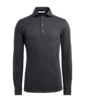 SUITSUPPLY  Camisa jersey gris oscuro con media tapeta corte Extra Slim
