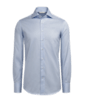 SUITSUPPLY  Camisa de sarga fina corte Slim azul claro a rayas