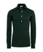 SUITSUPPLY  Camisa con media tapeta verde corte Extra Slim piqué