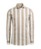 SUITSUPPLY  Randig ljusbrun skjorta med extra smal passform