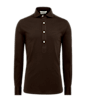 SUITSUPPLY  Camisa con media tapeta marrón corte Extra Slim