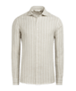 SUITSUPPLY  Randig ljusbrun skjorta med smal passform