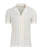 SUITSUPPLY  Chemise coupe ajustée à col cubain jaune à rayures