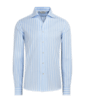 SUITSUPPLY  Blue Striped One Piece Collar Extra Slim Fit Shirt