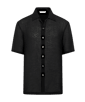 SUITSUPPLY  Black Viscose Linen Short Sleeve Shirt