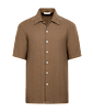 SUITSUPPLY  Mid Brown Cotton Short Sleeve Shirt
