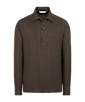 SUITSUPPLY  Dark Brown Linen Popover Shirt