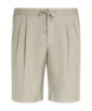 SUITSUPPLY  Light Brown Pleated Aveiro Shorts