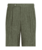 SUITSUPPLY  Dark Green Pleated Mira Shorts