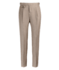 SUITSUPPLY  Spodnie z zakładkami Brentwood brązowe w pepitkę