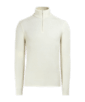 SUITSUPPLY  Sweter prążkowany z niepełnym zapięciem na suwak w odcieniu bieli