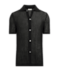 SUITSUPPLY  Black Crochet Polo Cardigan
