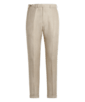 SUITSUPPLY  Spodnie z zakładkami Blake jasnobrązowe w jodełkę