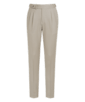 SUITSUPPLY  Spodnie z zakładkami Braddon jasnobrązowe