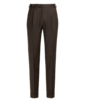 SUITSUPPLY  Spodnie z zakładkami Vigo ciemnobrązowe