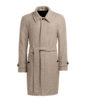 SUITSUPPLY  Taupe Houndstooth Belted Overcoat